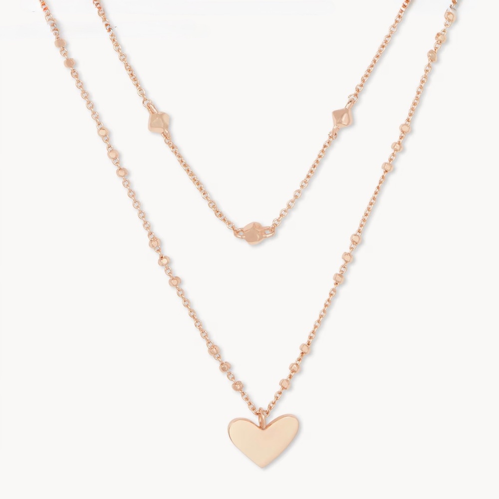 Kendra Scott NWT Rose Gold Ari Heart Layered Necklace